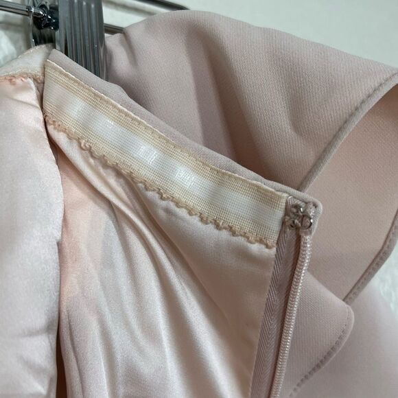 JAY GODFREY Rollins Off Shoulder Midi Blush Nude Dress Ruffle Size - Picture 8 of 13